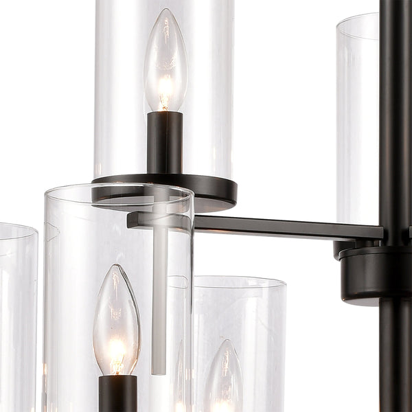 Thomas Lighting Oakland 3 Light Industrial Chandelier Polished Metal Cylinder Shades Dining Room Black 28.5 inches CN290926