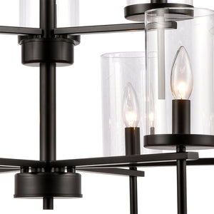Thomas Lighting Oakland 3 Light Industrial Chandelier Polished Metal Cylinder Shades Dining Room Black 28.5 inches CN290926