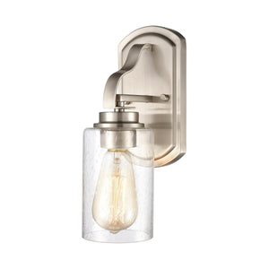 Thomas Lighting Market Square Brushed Metal Vanity Light Frosted Seeded Glass Transitional Bath Fixture Nickel 1-Light CN300122