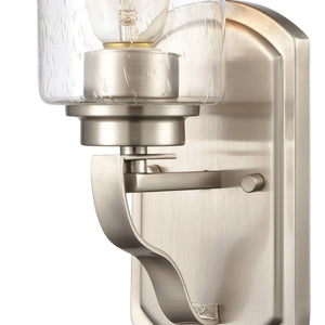 Thomas Lighting Market Square Brushed Metal Vanity Light Frosted Seeded Glass Transitional Bath Fixture Nickel 1-Light CN300122