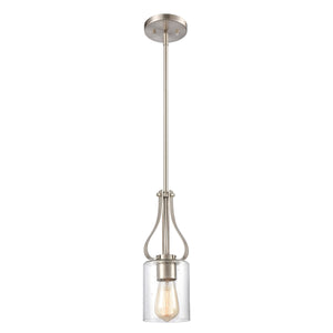 Thomas Lighting Market Square Brushed Nickel Mini Pendant Frosted Seeded Glass Traditional Kitchen Light CN300152