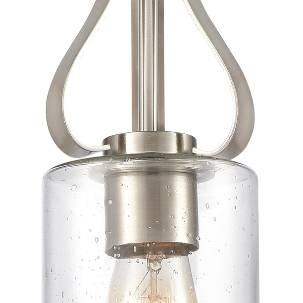 Thomas Lighting Market Square Brushed Nickel Mini Pendant Frosted Seeded Glass Traditional Kitchen Light CN300152