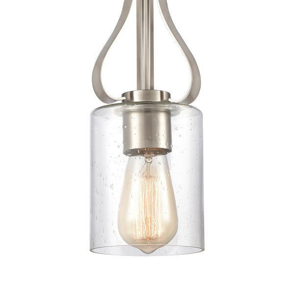 Thomas Lighting Market Square Brushed Nickel Mini Pendant Frosted Seeded Glass Traditional Kitchen Light CN300152
