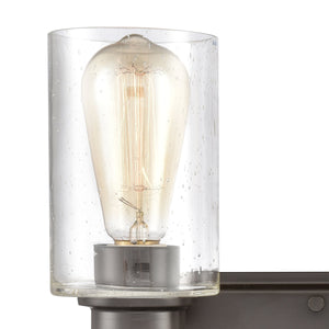 Thomas Lighting Market Square Brushed Metal Vanity Light Frosted Seeded Glass Transitional Bath Fixture Bronze 2-Light CN300211