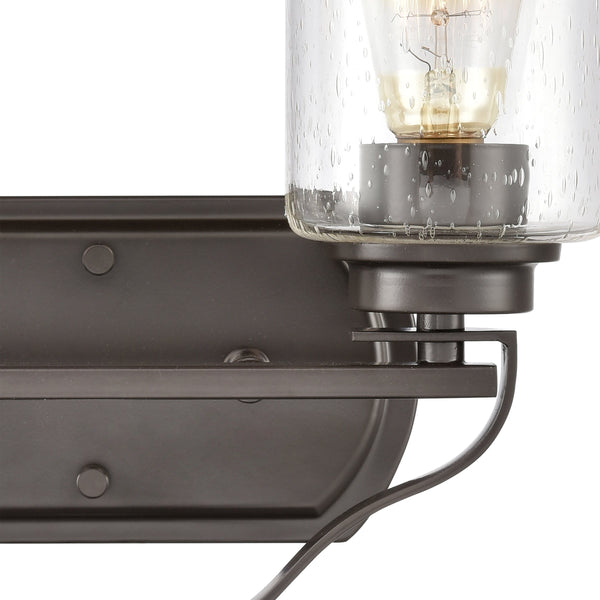 Thomas Lighting Market Square Brushed Metal Vanity Light Frosted Seeded Glass Transitional Bath Fixture Bronze 2-Light CN300211