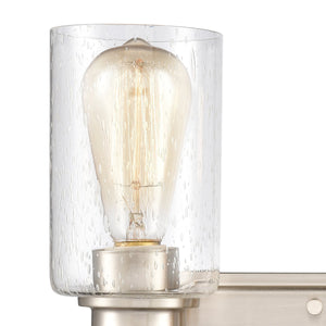 Thomas Lighting Market Square Brushed Metal Vanity Light Frosted Seeded Glass Transitional Bath Fixture Nickel 2-Light CN300212