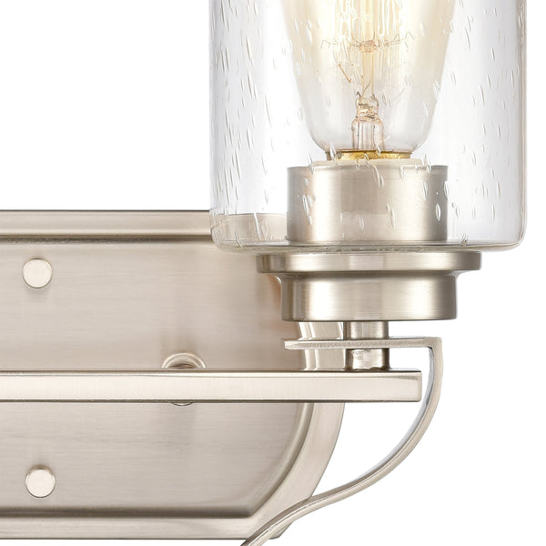 Thomas Lighting Market Square Brushed Metal Vanity Light Frosted Seeded Glass Transitional Bath Fixture Nickel 2-Light CN300212
