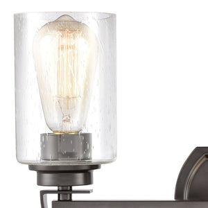 Thomas Lighting Market Square Brushed Metal Vanity Light Frosted Seeded Glass Transitional Bath Fixture Bronze 3-Light CN300311