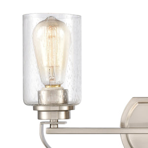 Thomas Lighting Market Square Brushed Metal Vanity Light Frosted Seeded Glass Transitional Bath Fixture Nickel 3-Light CN300312