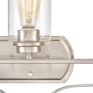Thomas Lighting Market Square Brushed Metal Vanity Light Frosted Seeded Glass Transitional Bath Fixture Nickel 3-Light CN300312