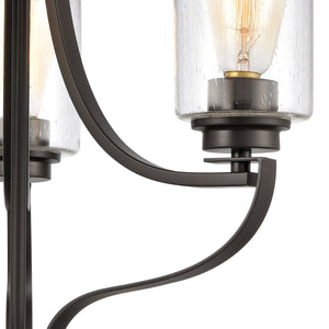Thomas Lighting Market Square 3-Light Old World Chandelier with Frosted Seeded Glass for Dining Rooms Bronze 19 inches CN300321