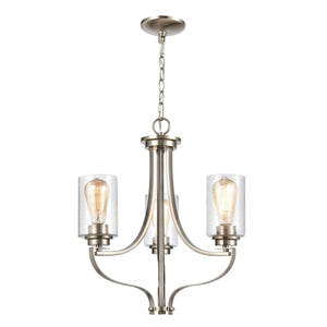 Thomas Lighting Market Square 3-Light Old World Chandelier with Frosted Seeded Glass for Dining Rooms Nickel 19 inches CN300322
