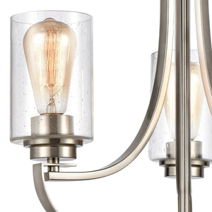 Thomas Lighting Market Square 3-Light Old World Chandelier with Frosted Seeded Glass for Dining Rooms Nickel 19 inches CN300322