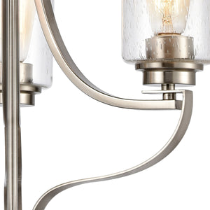 Thomas Lighting Market Square 3-Light Old World Chandelier with Frosted Seeded Glass for Dining Rooms Nickel 19 inches CN300322