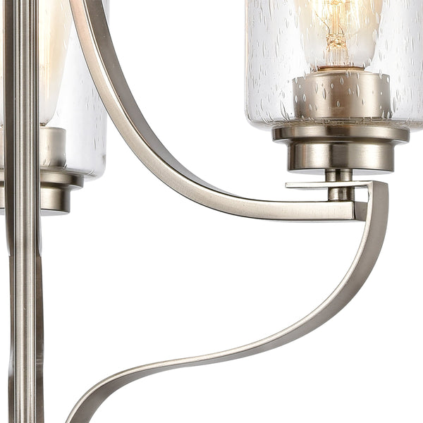 Thomas Lighting Market Square 3-Light Old World Chandelier with Frosted Seeded Glass for Dining Rooms Nickel 19 inches CN300322