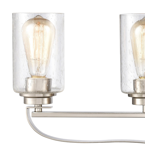 Thomas Lighting Market Square Brushed Metal Vanity Light Frosted Seeded Glass Transitional Bath Fixture Nickel 4-Light CN300412