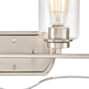 Thomas Lighting Market Square Brushed Metal Vanity Light Frosted Seeded Glass Transitional Bath Fixture Nickel 4-Light CN300412