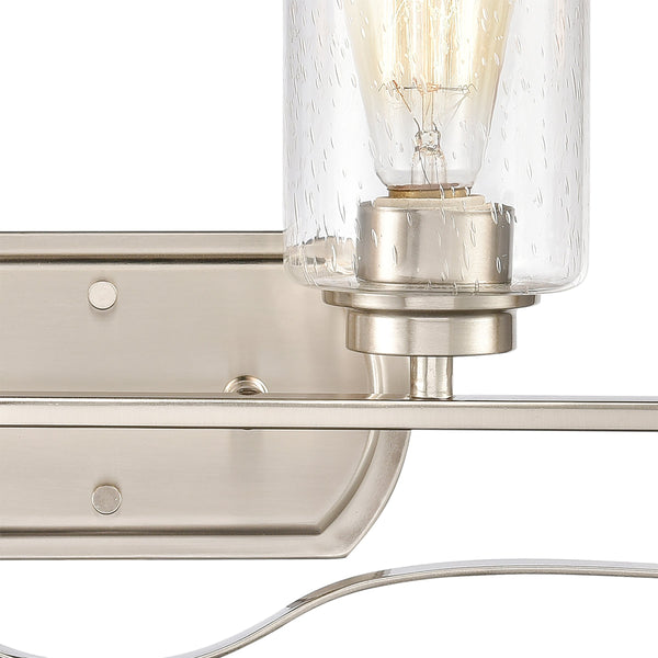 Thomas Lighting Market Square Brushed Metal Vanity Light Frosted Seeded Glass Transitional Bath Fixture Nickel 4-Light CN300412