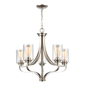 Thomas Lighting Market Square 3-Light Old World Chandelier with Frosted Seeded Glass for Dining Rooms Nickel 24 inches CN300522