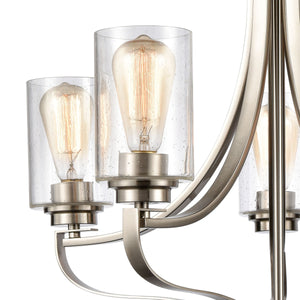 Thomas Lighting Market Square 3-Light Old World Chandelier with Frosted Seeded Glass for Dining Rooms Nickel 24 inches CN300522