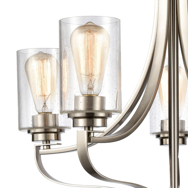 Thomas Lighting Market Square 3-Light Old World Chandelier with Frosted Seeded Glass for Dining Rooms Nickel 24 inches CN300522