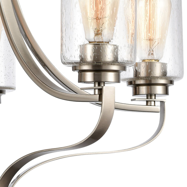 Thomas Lighting Market Square 3-Light Old World Chandelier with Frosted Seeded Glass for Dining Rooms Nickel 24 inches CN300522