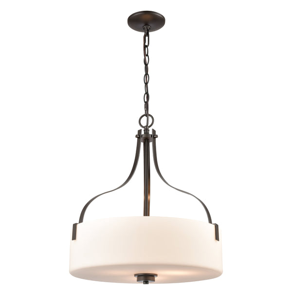 Thomas Lighting Market Square Three Light Pendant Frosted Seeded Glass Architectural Kitchen Island Fixture Bronze CN300841