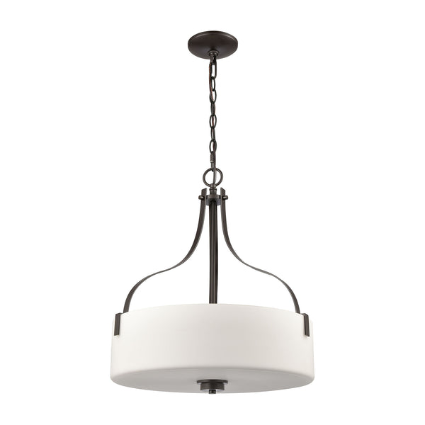 Thomas Lighting Market Square Three Light Pendant Frosted Seeded Glass Architectural Kitchen Island Fixture Bronze CN300841