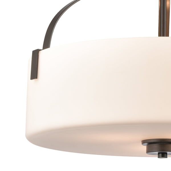Thomas Lighting Market Square Three Light Pendant Frosted Seeded Glass Architectural Kitchen Island Fixture Bronze CN300841