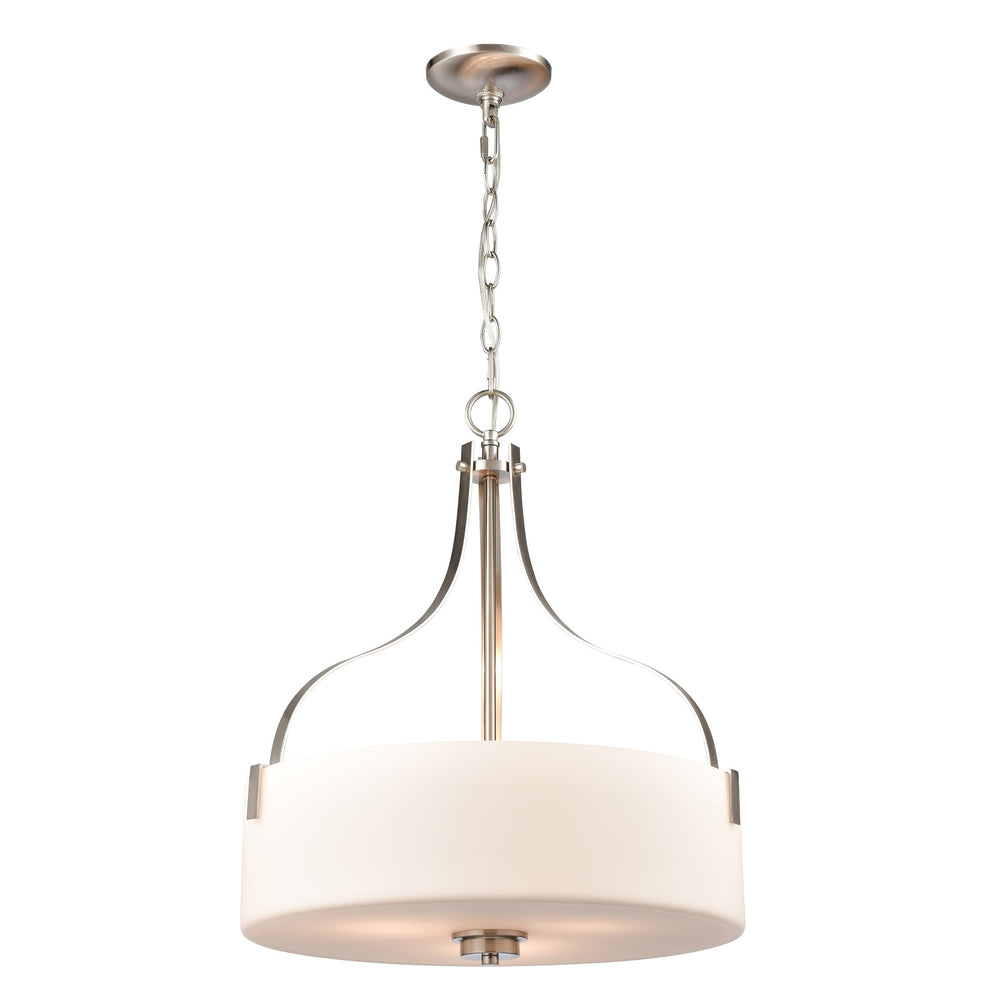 Thomas Lighting Market Square Three Light Pendant Frosted Seeded Glass Architectural Kitchen Island Fixture Nickel CN300842