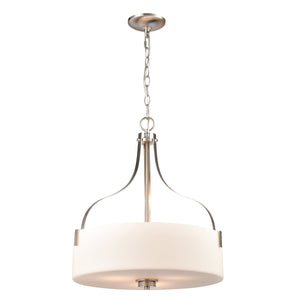 Thomas Lighting Market Square Three Light Pendant Frosted Seeded Glass Architectural Kitchen Island Fixture Nickel CN300842