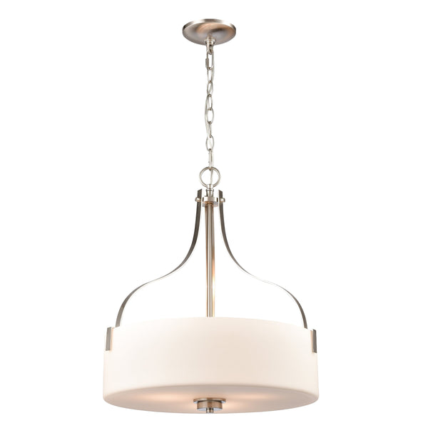 Thomas Lighting Market Square Three Light Pendant Frosted Seeded Glass Architectural Kitchen Island Fixture Nickel CN300842