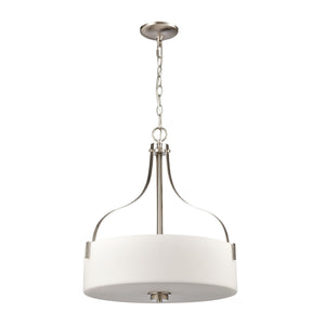Thomas Lighting Market Square Three Light Pendant Frosted Seeded Glass Architectural Kitchen Island Fixture Nickel CN300842