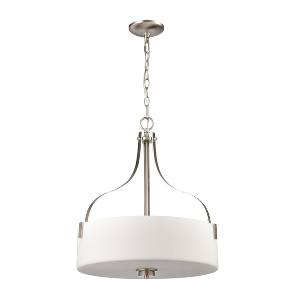 Thomas Lighting Market Square Three Light Pendant Frosted Seeded Glass Architectural Kitchen Island Fixture Nickel CN300842