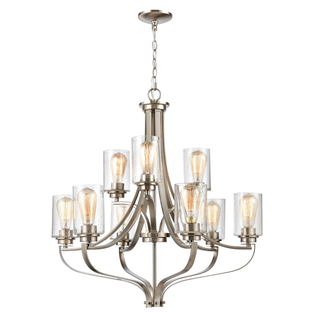 Thomas Lighting Market Square 3-Light Old World Chandelier with Frosted Seeded Glass for Dining Rooms Silver 29 inches CN300922