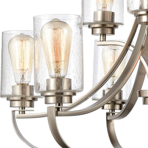 Thomas Lighting Market Square 3-Light Old World Chandelier with Frosted Seeded Glass for Dining Rooms Silver 29 inches CN300922