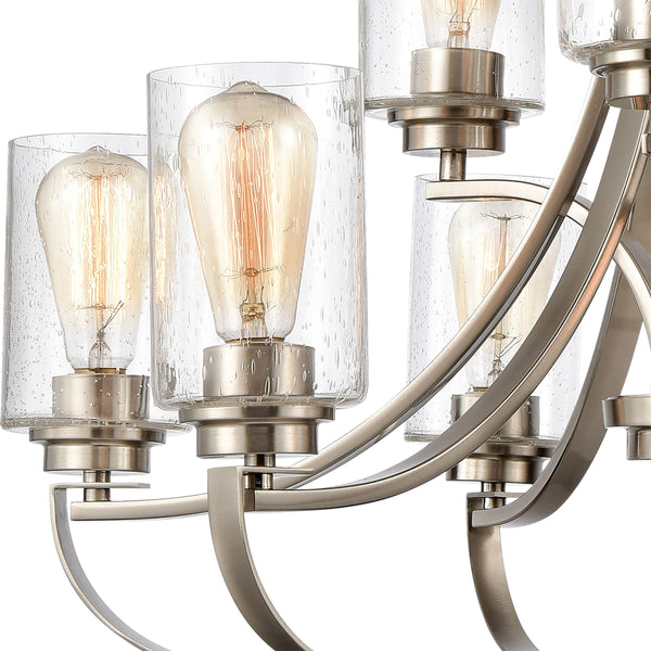 Thomas Lighting Market Square 3-Light Old World Chandelier with Frosted Seeded Glass for Dining Rooms Silver 29 inches CN300922