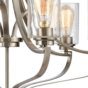 Thomas Lighting Market Square 3-Light Old World Chandelier with Frosted Seeded Glass for Dining Rooms Silver 29 inches CN300922