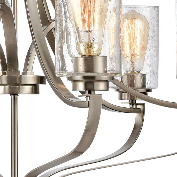 Thomas Lighting Market Square 3-Light Old World Chandelier with Frosted Seeded Glass for Dining Rooms Silver 29 inches CN300922