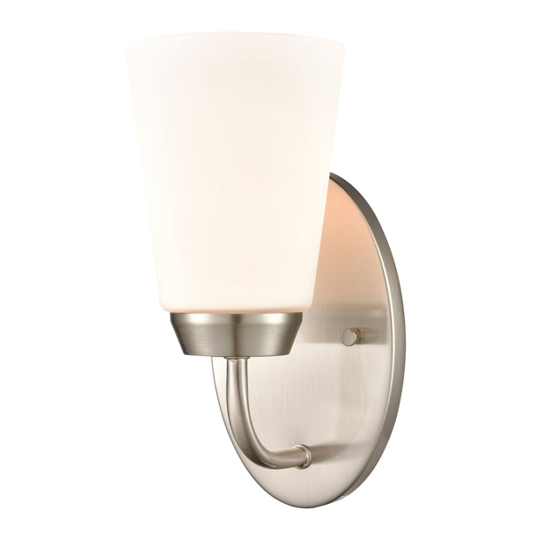 Thomas Lighting Winslow Single Bulb Vanity Wall Light Brushed Metal Shade for Bathroom Powder Room Nickel 1-Light CN310122