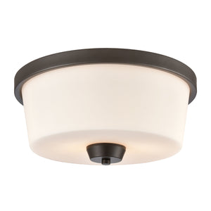 Thomas Lighting Winslow Bronze Flush Mount Ceiling Light with Soft White Glass Shades for Any Room CN310231