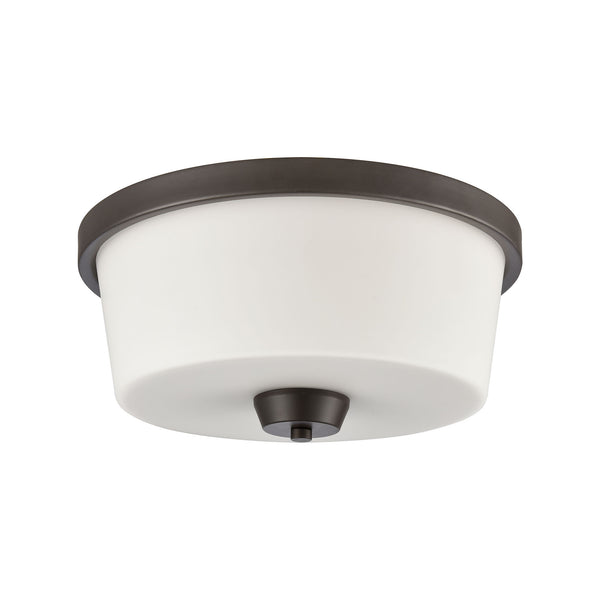 Thomas Lighting Winslow Bronze Flush Mount Ceiling Light with Soft White Glass Shades for Any Room CN310231