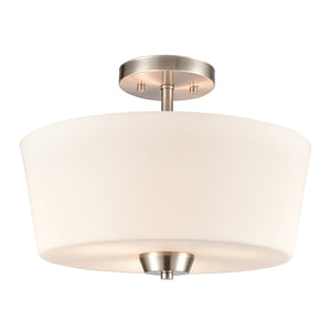 Thomas Lighting Winslow Three Light Semi Flush Mount with White Glass Shades for Low Ceiling Rooms CN310282