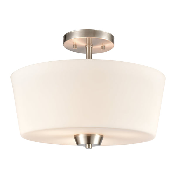 Thomas Lighting Winslow Three Light Semi Flush Mount with White Glass Shades for Low Ceiling Rooms CN310282
