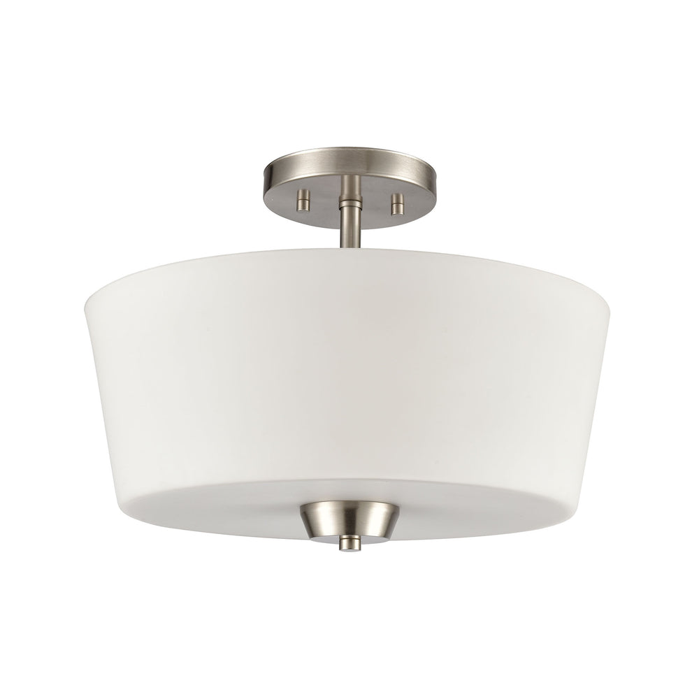 Thomas Lighting Winslow Three Light Semi Flush Mount with White Glass Shades for Low Ceiling Rooms CN310282
