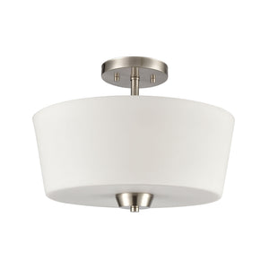 Thomas Lighting Winslow Three Light Semi Flush Mount with White Glass Shades for Low Ceiling Rooms CN310282