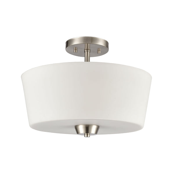 Thomas Lighting Winslow Three Light Semi Flush Mount with White Glass Shades for Low Ceiling Rooms CN310282
