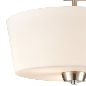 Thomas Lighting Winslow Three Light Semi Flush Mount with White Glass Shades for Low Ceiling Rooms CN310282