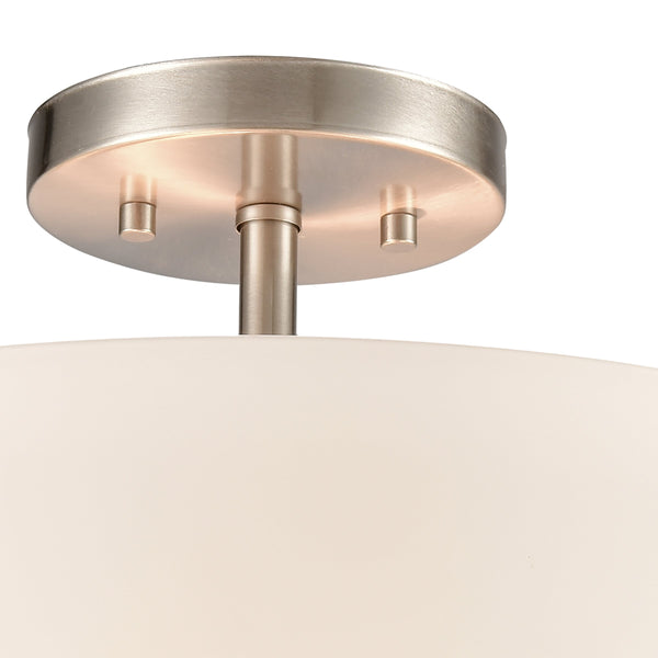 Thomas Lighting Winslow Three Light Semi Flush Mount with White Glass Shades for Low Ceiling Rooms CN310282