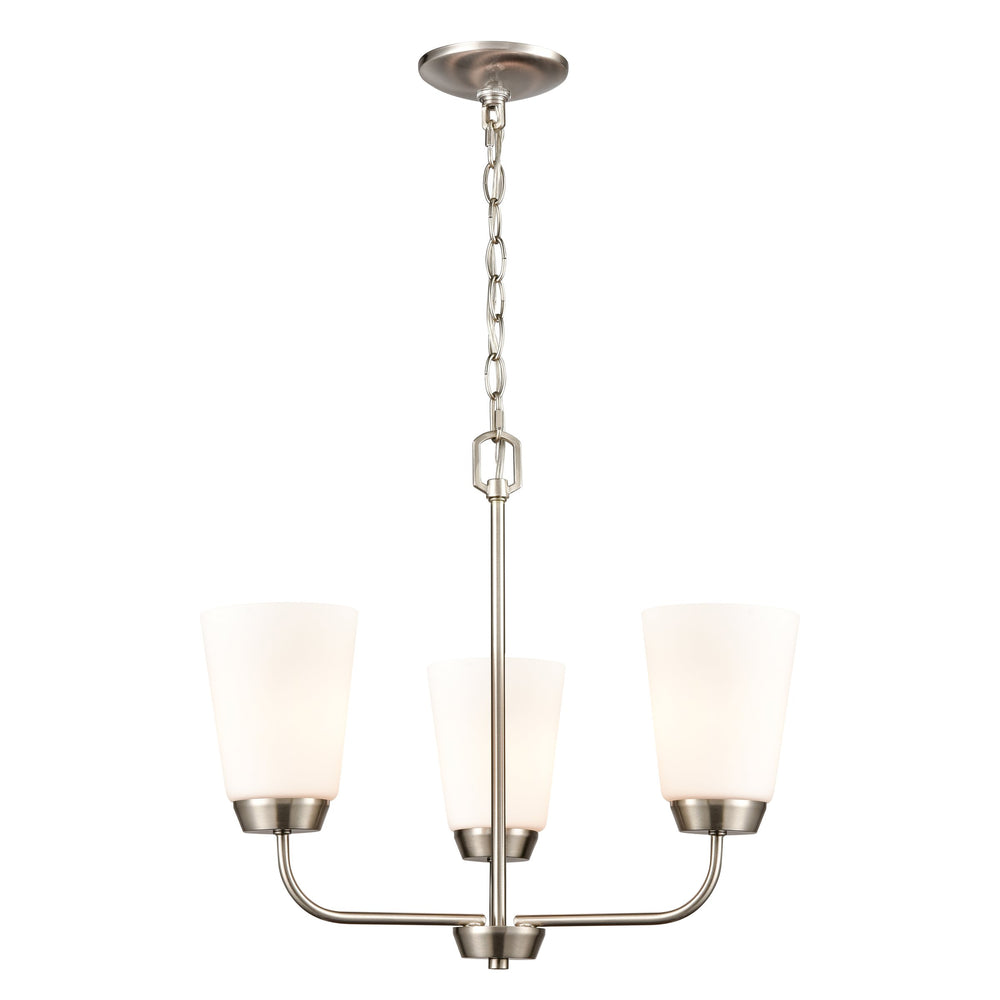 Thomas Lighting Winslow Three Light Chandelier Brushed Nickel with Opaque Glass for Dining Rooms 19 inches CN310322